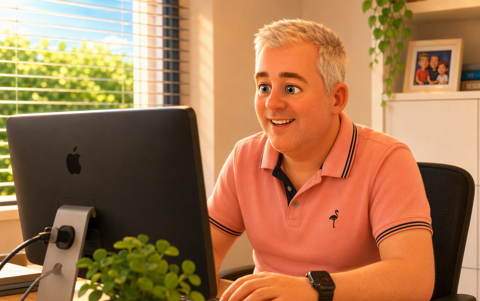 Dennis, webbouwer in Zwijndrecht, achter zijn bureau